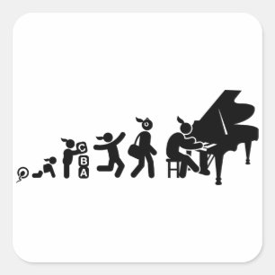 Adesivo Quadrado Pianista