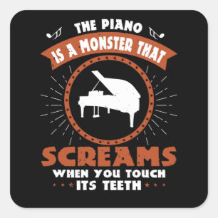 Adesivo Quadrado Piano - Piano É Um Monstro Com Dentes