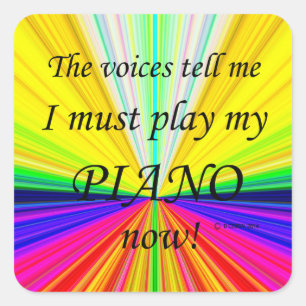 Adesivo Quadrado Piano Voices diz que deve jogar palito quadrado