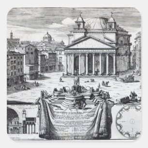 Adesivo Quadrado Piazza della Rotonda com vista ao Pantheon