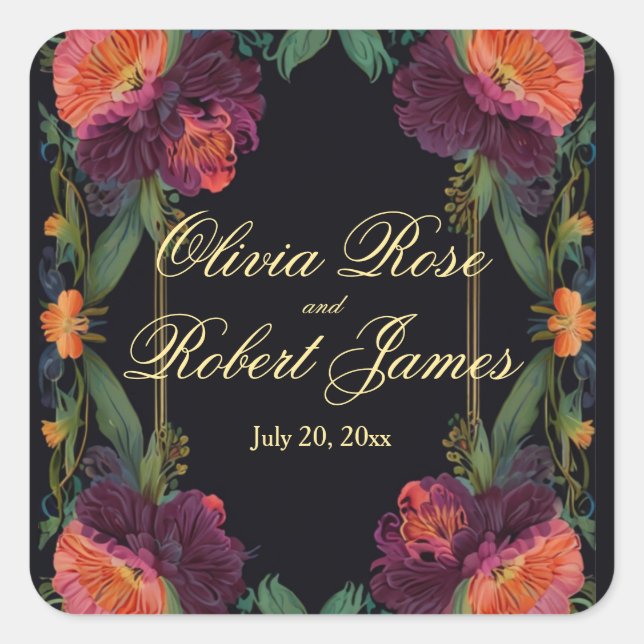 Adesivo Quadrado Pica-pica-pia-pia-floral elegante (Frente)