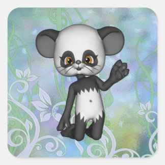 Adesivo Quadrado Picante de Urso de Panda de Kawaii Bonito