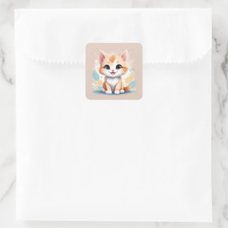 Adesivo Quadrado Picaretas de Gatinho Bonito
