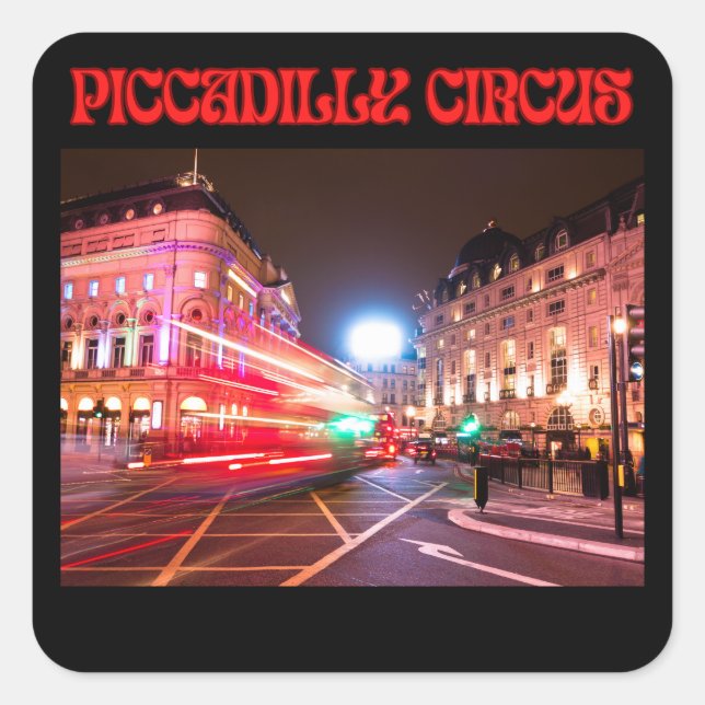 Adesivo Quadrado Piccadilly Circus Square Sticker Black Background  (Frente)
