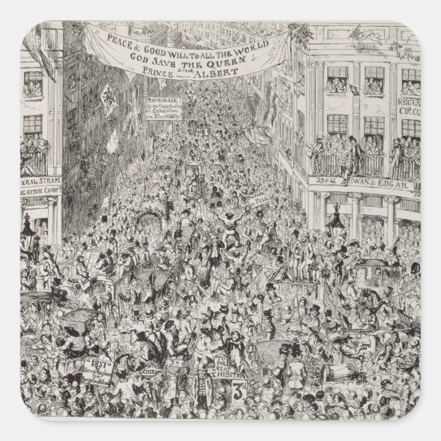 Adesivo Quadrado Piccadilly durante a grande exposição, 1851 (Frente)