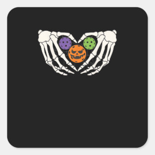 Adesivo Quadrado Pickle Engraçado Halloween O Esqueleto Mãos Coraçã