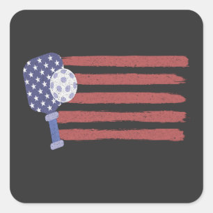 Adesivo Quadrado Pickleball Americano Bandeira Patriótica Americana