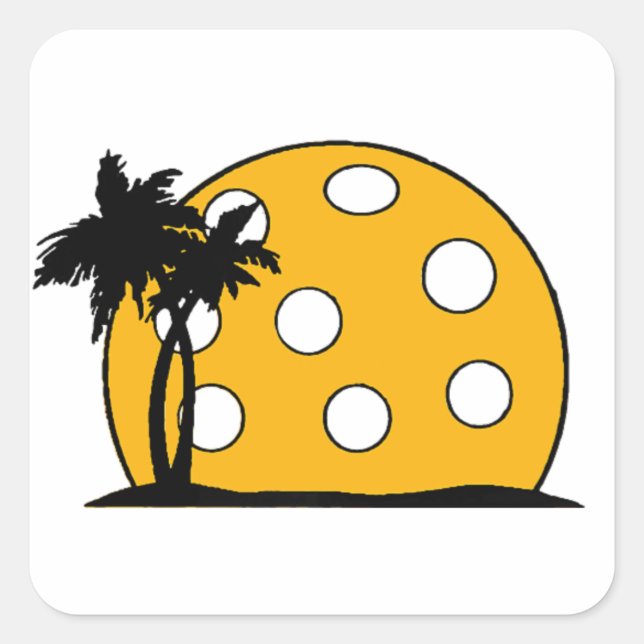 Adesivo Quadrado Pickleball Beach Sunset (Frente)
