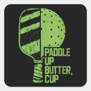 Adesivo Quadrado Pickleball Engraçada Paddle Para Cima Manteiga
