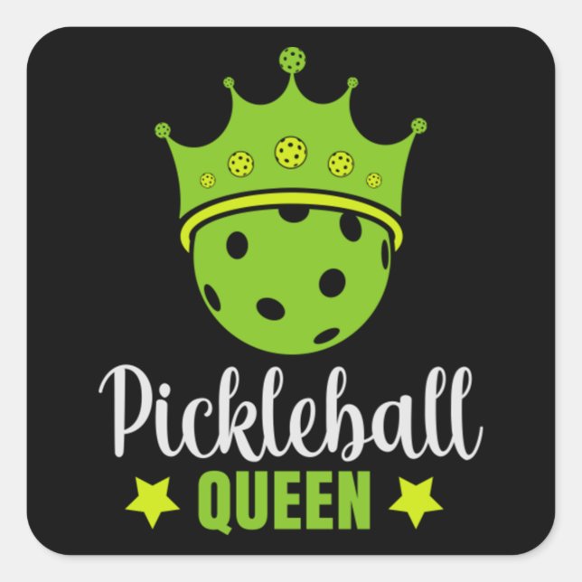 Adesivo Quadrado Pickleball Queen Funny Pickle Ball Queen  (Frente)