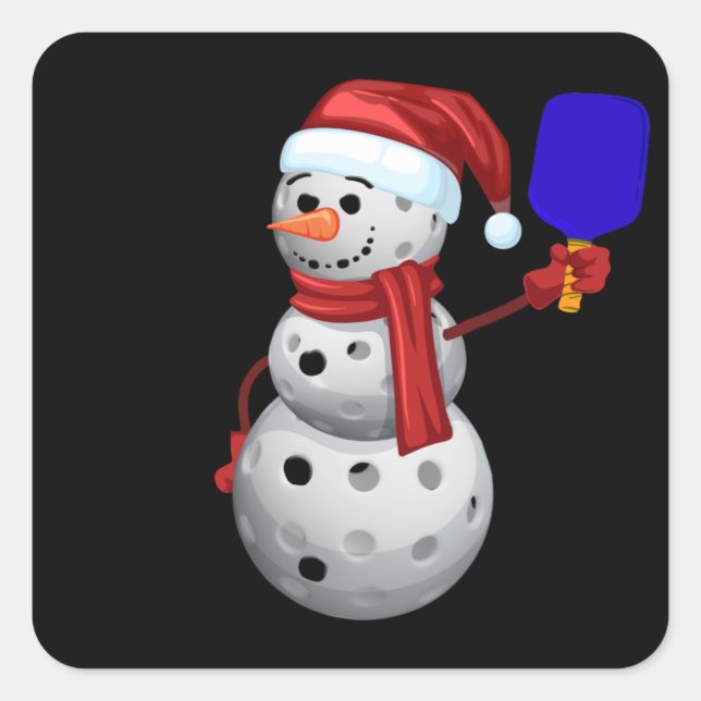 Adesivo Quadrado Pickleball Snowman (Frente)