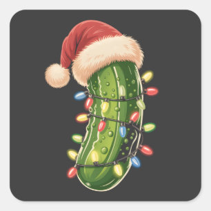 Adesivo Quadrado Picles de Natal Picles em Luzes de Natal Picles