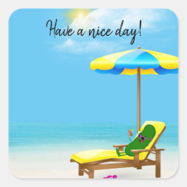 Adesivo Quadrado Picles Verdes Na Cadeira Praia