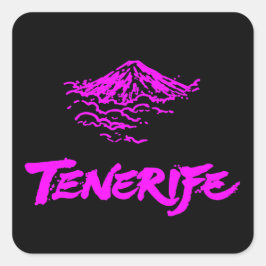 Adesivo Quadrado Pico Teide Tenerife Vulcão Rosa Neon