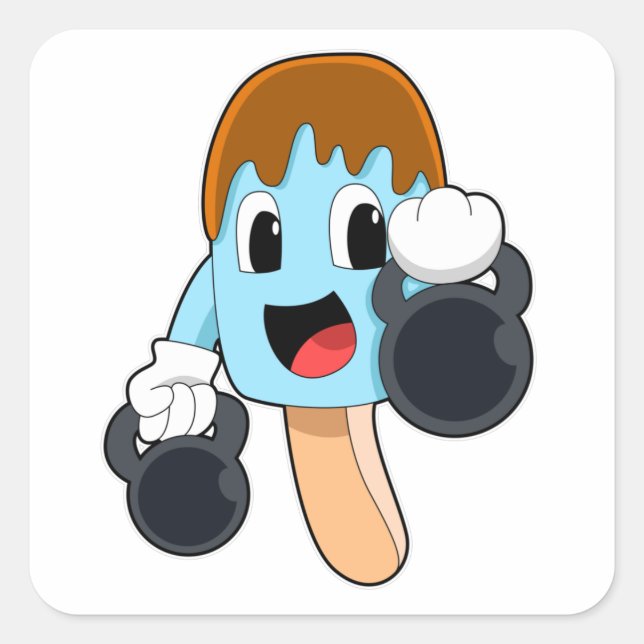 Adesivo Quadrado Picolé em Fortaleza com Dumbbells (Frente)