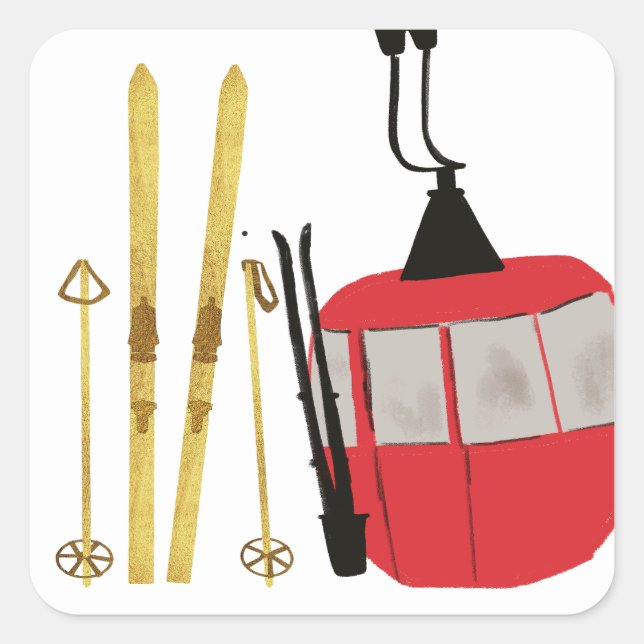 Adesivo Quadrado Picos E Polos Dourados | Feriado de Levantamento d (Frente)