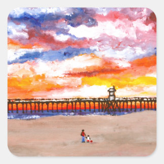 Adesivo Quadrado Pier 2 da praia de Huntington