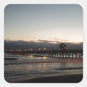 Adesivo Quadrado pier de san clemente à noite oceano california