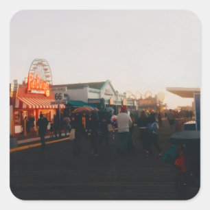 Adesivo Quadrado Pier de Santa Mônica, Los Angeles, Califórnia