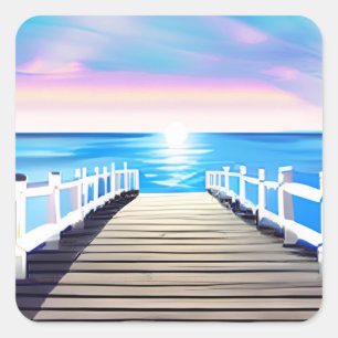 Adesivo Quadrado Pier, Ocean e Sky no amanhecer