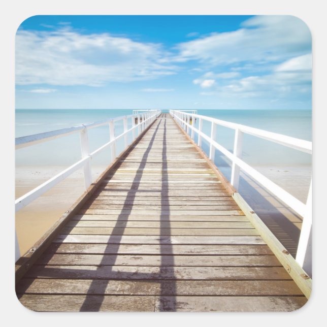 Adesivo Quadrado Pier Square de Praia Tropical (Frente)