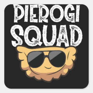 Adesivo Quadrado Pierogi Squad Polonês Comida Funny