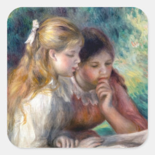 Adesivo Quadrado Pierre-Auguste Renoir - A Leitura