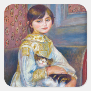 Adesivo Quadrado Pierre-Auguste Renoir - Criança com Gato