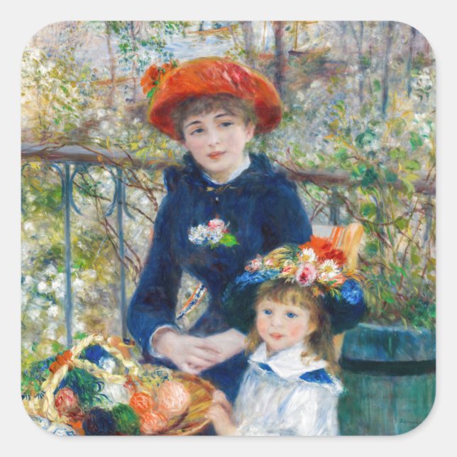 Adesivo Quadrado Pierre-Auguste Renoir - Duas irmãs no Terrace (Frente)