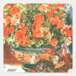 Adesivo Quadrado Pierre-Auguste Renoir Geraniums E Cats