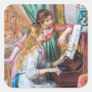 Adesivo Quadrado Pierre Auguste Renoir - Jovens Meninas no Piano