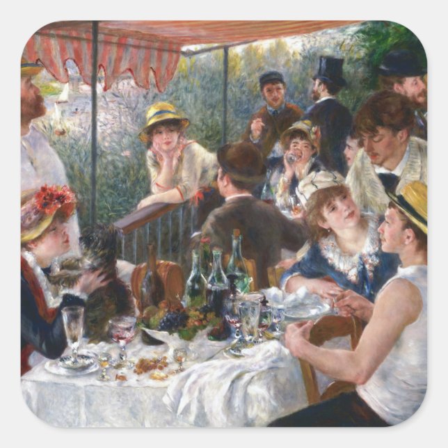 Adesivo Quadrado Pierre-Auguste Renoir - Luncheon do Partido Barco (Frente)