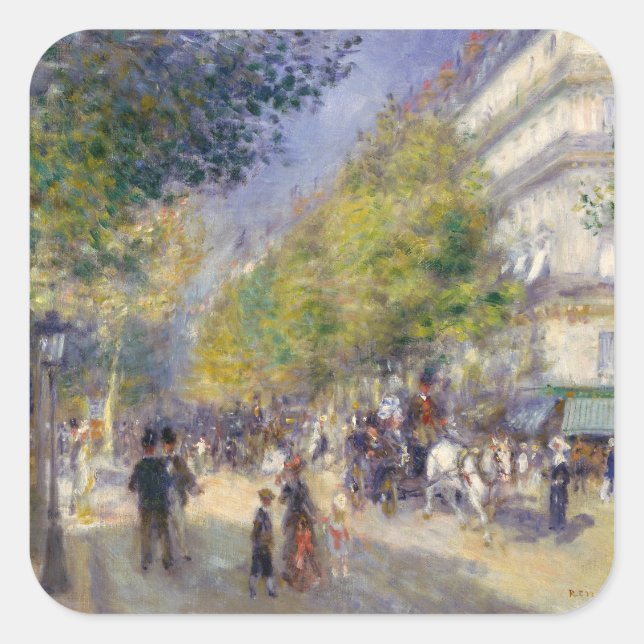 Adesivo Quadrado Pierre-Auguste Renoir - Paris, Grands Boulevards (Frente)