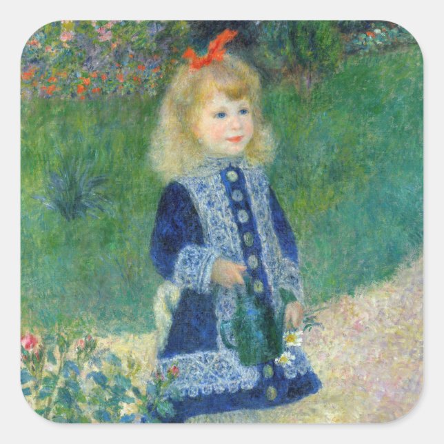 Adesivo Quadrado Pierre-Auguste Renoir - Uma garota com uma lata de (Frente)