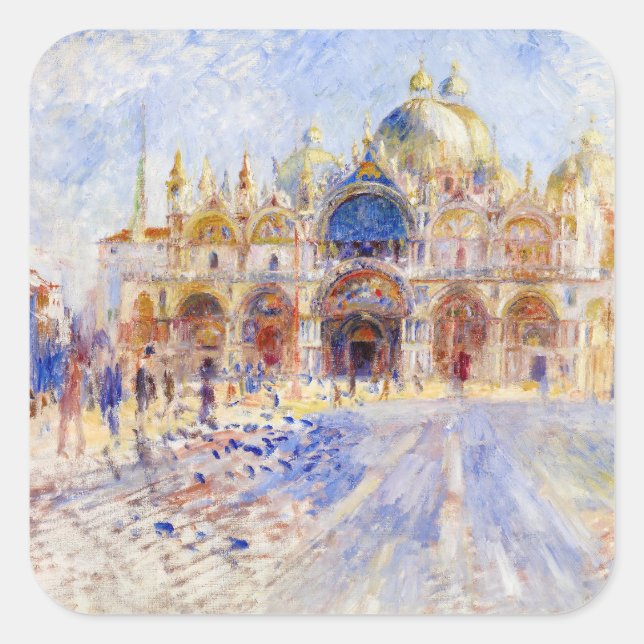 Adesivo Quadrado Pierre-Auguste Renoir - Veneza, Piazza San Marco (Frente)