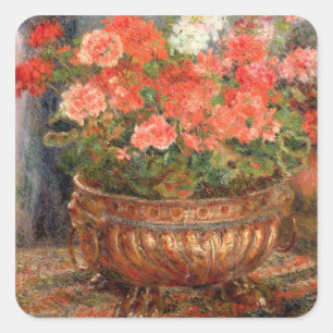 Adesivo Quadrado Pierre gerânio de Renoir um em uma bacia de