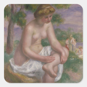 Adesivo Quadrado Pierre um Bather assentado   de Renoir em uma