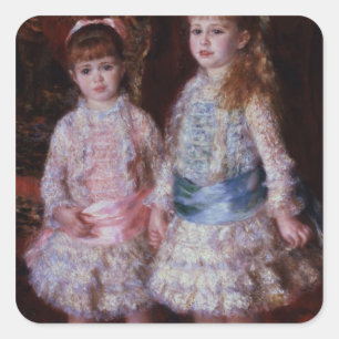 Adesivo Quadrado Pierre um Renoir   cor-de-rosa e azul