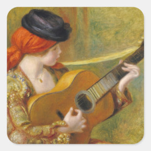 Adesivo Quadrado Pierre uma mulher espanhola nova de Renoir com