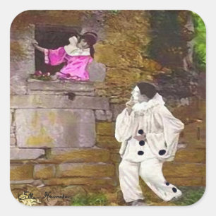 Adesivo Quadrado Pierrot e Columbine Sticker