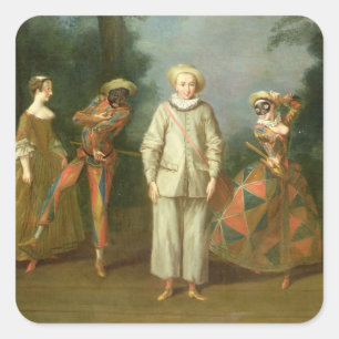 Adesivo Quadrado Pierrot e Harlequin