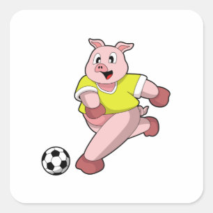 Adesivo Quadrado Pig as Soccer player with Soccer