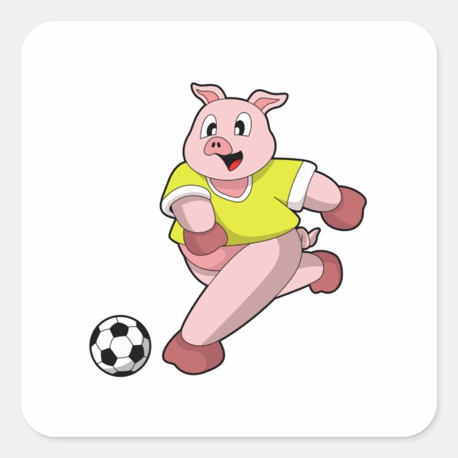 Adesivo Quadrado Pig as Soccer player with Soccer (Frente)