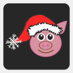 ADESIVO QUADRADO **PIG DE NATAL EMOJI**