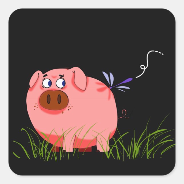 Adesivo Quadrado Pig Dragonfly Sticker (Frente)