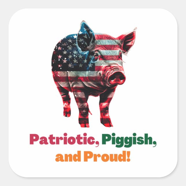 Adesivo Quadrado Pig Flag América (Frente)
