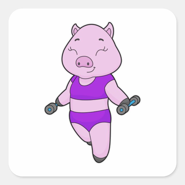 Adesivo Quadrado Pig Malhação Dumbbell (Frente)