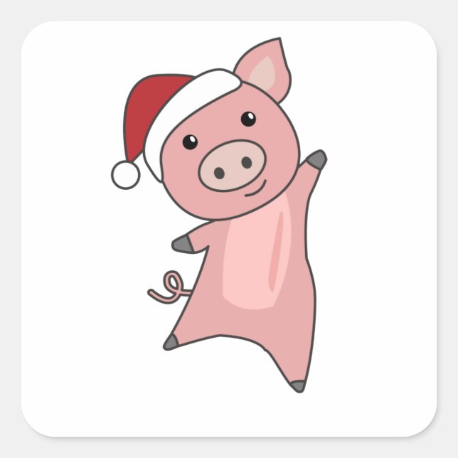 Adesivo Quadrado Pig Merry Christmas Animals Pigs (Frente)