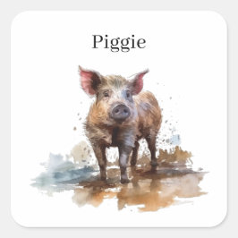Adesivo Quadrado Piglet Reproduzido, personalizado