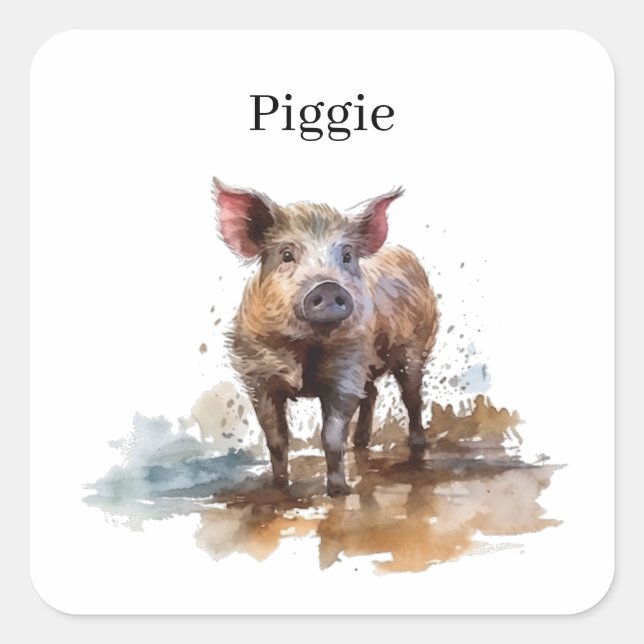 Adesivo Quadrado Piglet Reproduzido, personalizado (Frente)